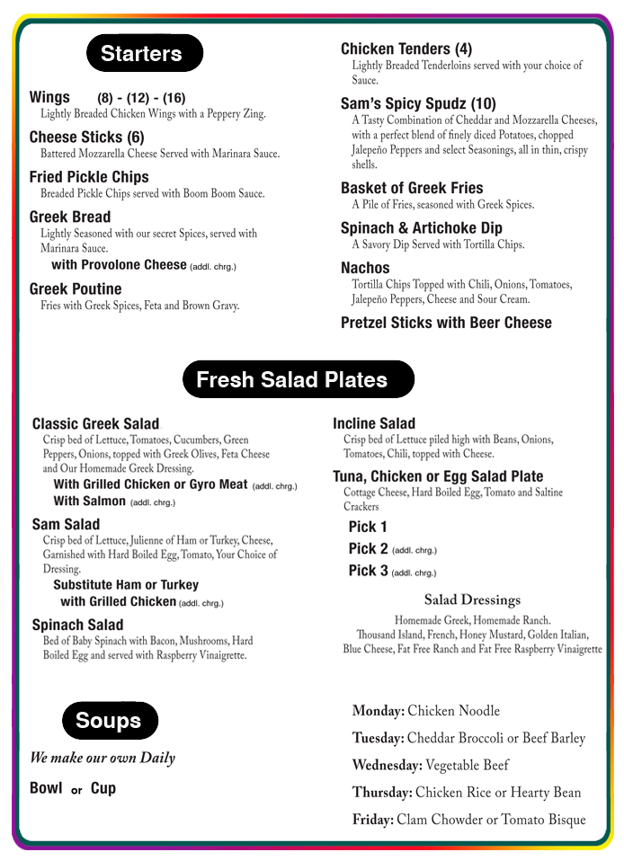 Price Hill Chili Menu